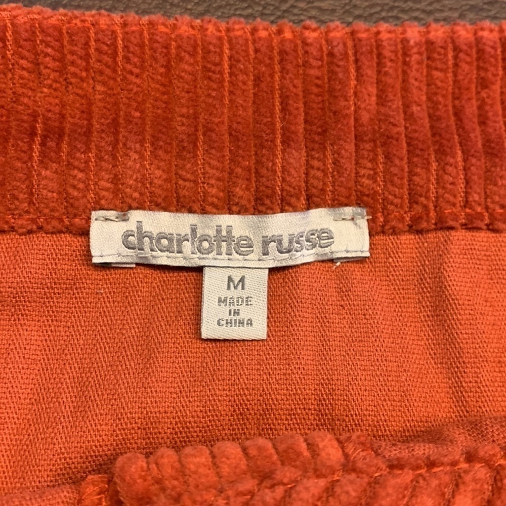 Charlotte Russe Corduroy Mini Skirt Rust Medium - Picture 7 of 12